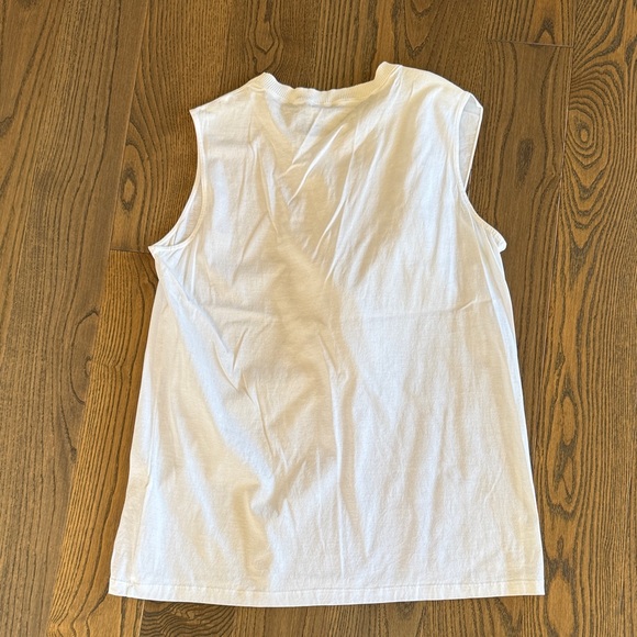 White Ruffle Front Sleeveless Tank Top - Picture 3 of 4